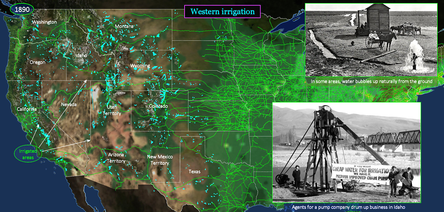 Irrigation, 1890, map